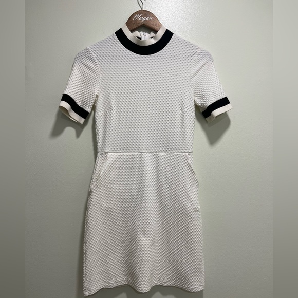 French Connection Dresses & Skirts - French Connection White Midi Dress, Mock Neck with Matching Sleeve Detail, 4